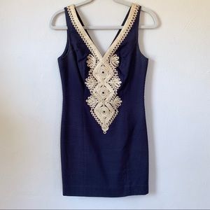Lily Pulitzer Navy and Gold Shift Dress